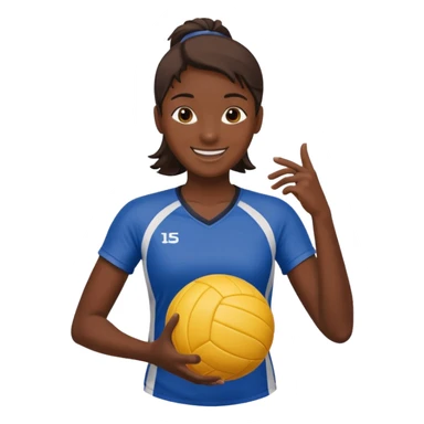 volleyball player, dark skin, with volleyball ball sticker