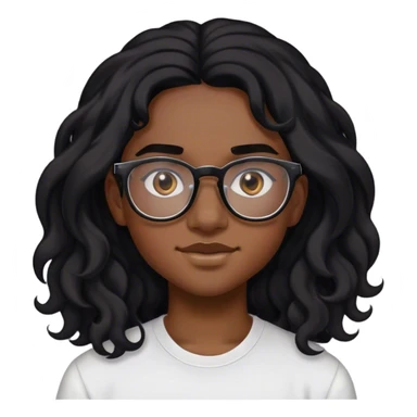 black teen with LONG wavy black hair and glasses & EYEBROW piercing  sticker