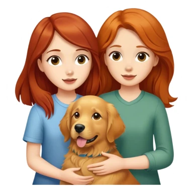 Brunette girl with a redhead girl with a golden retriever  sticker