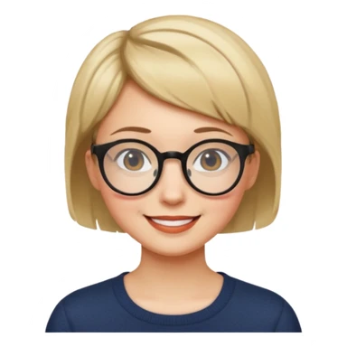 female short hair and round glasses sticker