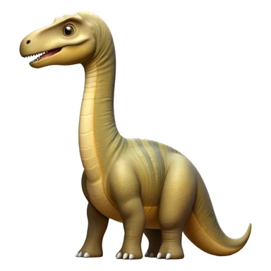 Cinematic Noble Brachiosaurus Portrait Emoji, Poised and majestic, with a towering, elongated neck stretching gracefully from a robust, column-like body, a small, gentle head with curious eyes, and subtle, textured skin in earthy tones, Simplified yet sharply defined features, highly detailed, glowing with a soft, golden radiance, high shine, intelligent and serene, stylized with an air of prehistoric grandeur, focused and calm, soft glowing outline, capturing the essence of a watchful and confident Brachiosaurus that appears ready to gracefully emerge from the screen with effortless power! sticker