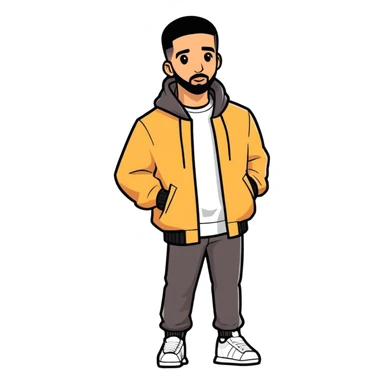 Toronto celebrity, actor and musicians drake 2024 illustration, sticker. must be ultra hyperrealistic, and mirco-detailed, 3D sticker design
 Must be 8k hd, 8000x8000px resolution. Must use very thin transparent smooth lines sticker