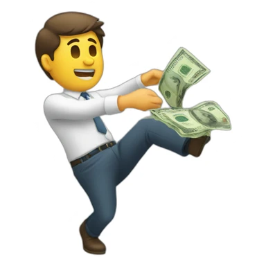 Man throwing money sticker