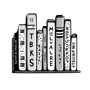 hand-drawn bookshelf with row of books of different sizes and colors sticker