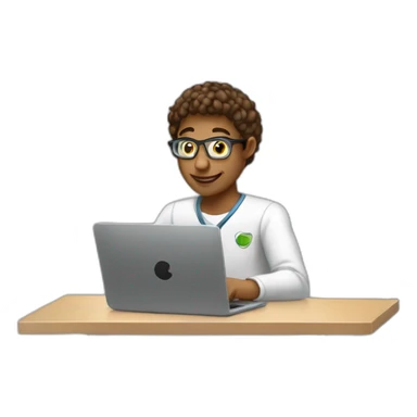 white computer engineering student with laptop studying sticker
