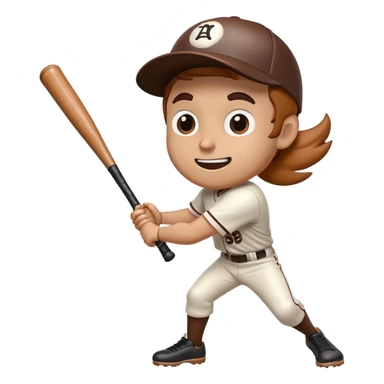 Brown wooden baseball bat with cartoon limbs and a face in mid-swing motion sticker