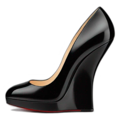 WEDGE heel LOUBOUTIN black leather PATENT sticker