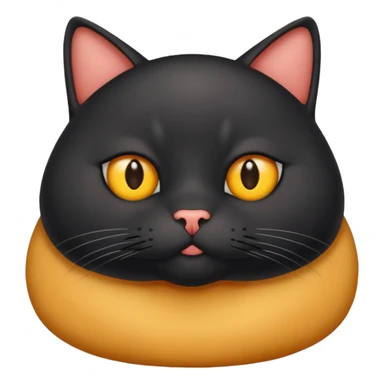 Un gato negro gordito con los ojos de color amarillos sentado sticker