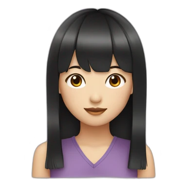 asian girl with bangs and black long hair sticker