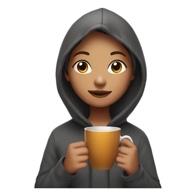 a girl in a hoodie with cup of tea  sticker