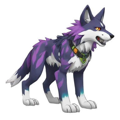  Cool Edgy Colorful Digimon-Fakemon-Wolf with edgy markings full body sticker