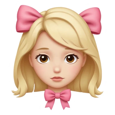 Shy and blushing looking down with bow sticker