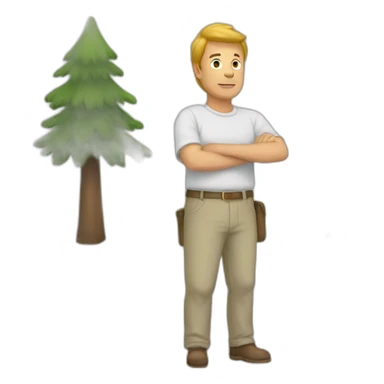 man drowing pines sticker