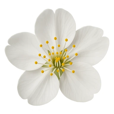 show  one white cherry blossom without a stem , remove background sticker