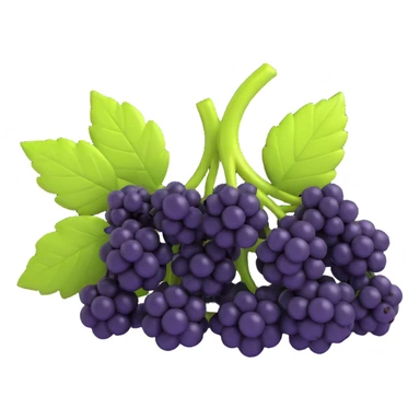 Make the cherry antipy as volumetric as possible, add expressive lighting and shading, change the color of the berries to black, in a modern 3D iOS style with a clean background. sticker