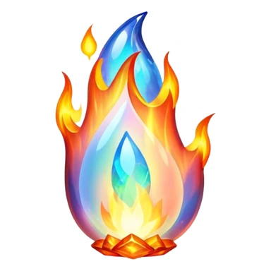 opal crystal flame fire shape sticker