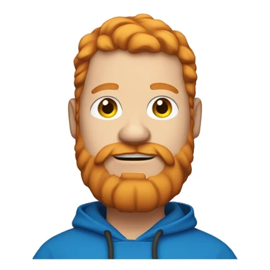 fat man with blue hoodie, headphones, ginger hair and beard sticker