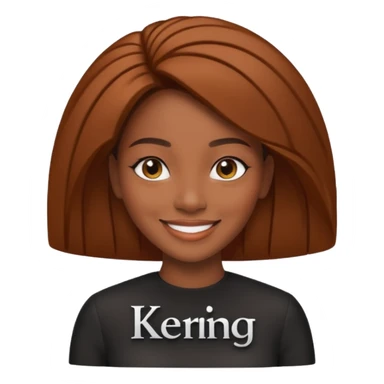 Black company card with black woman photo and « KERING » company name sticker