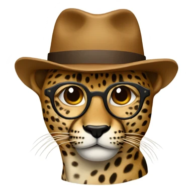 cheeta with brown hat, brown-lens glasses sticker
