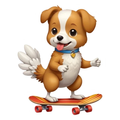 dog riding skateboard eating chicken wing sticker