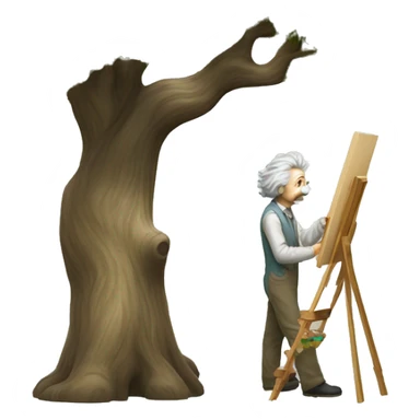 painter albert einstein paints tree sticker