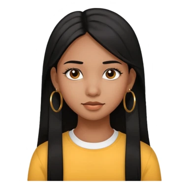 a young girl, with fair brown skin has medium length straight black hair and with hoops earrings. sticker