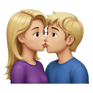 Brown haired boy and and blonde girl kissing  sticker