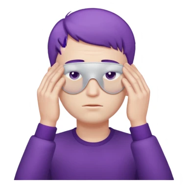 men with purple short hair which cover eyes sticker