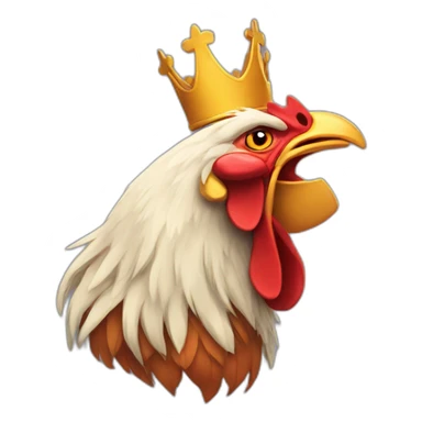 howling rooster with a crown on its head sticker