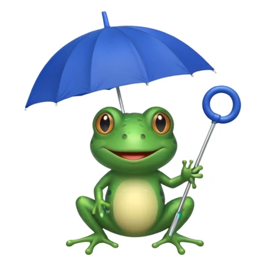 Frog with blue umbrella sticker