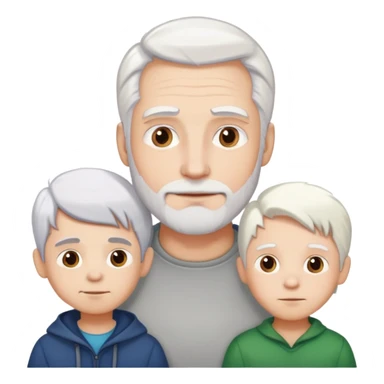 man with white hair (no beard)with kids( the old man has no beard) sticker