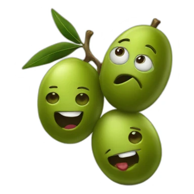 stack of two olives but one is feeling weird sticker