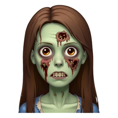 Zombie woman with straight brown long hair sticker
