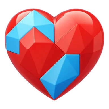 A blocky geometric red 3D heart with a glowing blue star inside sticker