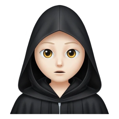 Tall black robe with cone-shaped hood covering face, two eyes slightly visible through slit.” sticker