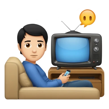 light black hair man watching TV sticker