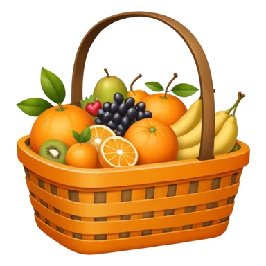 Orange plaid lining basket with both food, drink and fruits sticker
