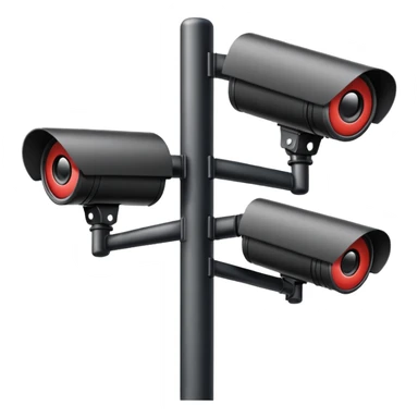 CCTV cameras on a pole in black sticker