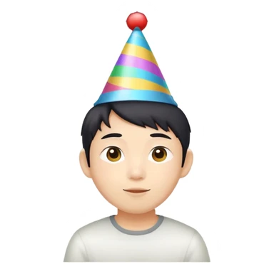 Wasian boy with party hat sticker