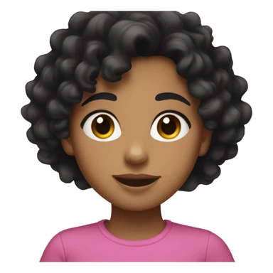 girl with black curly hair not afro just curly almost 3a type wearing black top  sticker