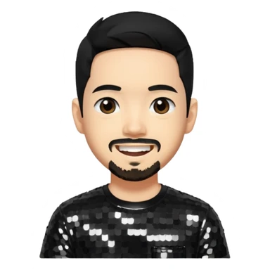 Mike Shinoda with black hair, black sequin shirt sticker