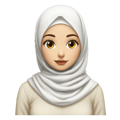 white hijabi girl has red cheeks long eye lashes and so cute girl casual outfits . white girl  sticker