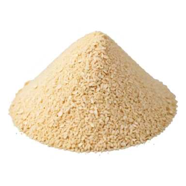 small mound or scatter of garlic powder, pale beige, fine and dry, matte finish, tiny uniform granules, smooth and slightly rounded, apple emoji style, soft lighting, transparent background, emoji scale sticker