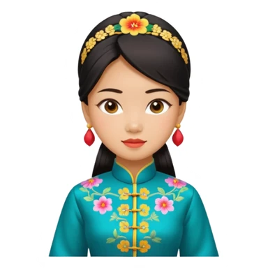 Asian girl wearing traditional ao dai Vietnamese clothes sticker
