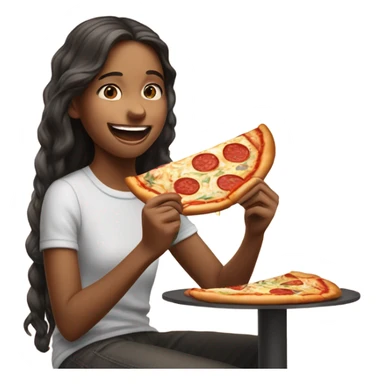 Girl eating pizza sticker
