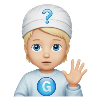 Caucasian blond hair blue eyed baby with a genius sign over it’s head sticker