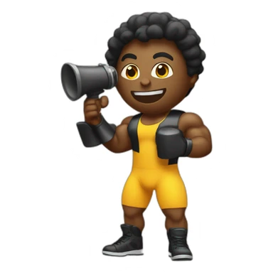 black bodybuilder with megaphone speaking sticker