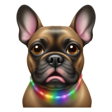 Black and brown French bulldog with Christmas rainbow light string in his mouth  sticker