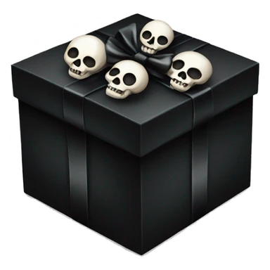 black gift box with skulls sticker