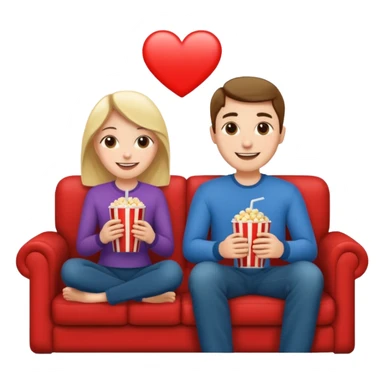 A couple sitting on a sofa in a room enjoying a movie sticker